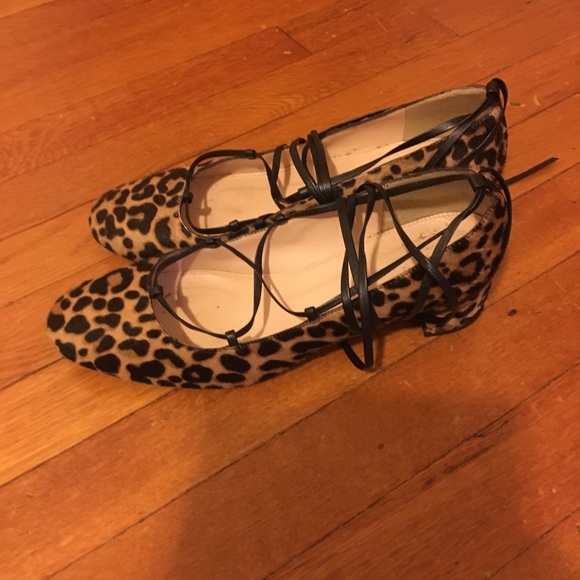 EUC Jcrew collection calf hair leopard strap shoe - Picture 2 of 5